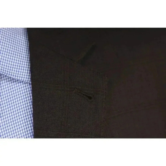 Jos A Bank Signature Gold Brown Windowpane Wool-Silk 2-Btn Sportcoat Blazer 46L - Picture 5 of 8